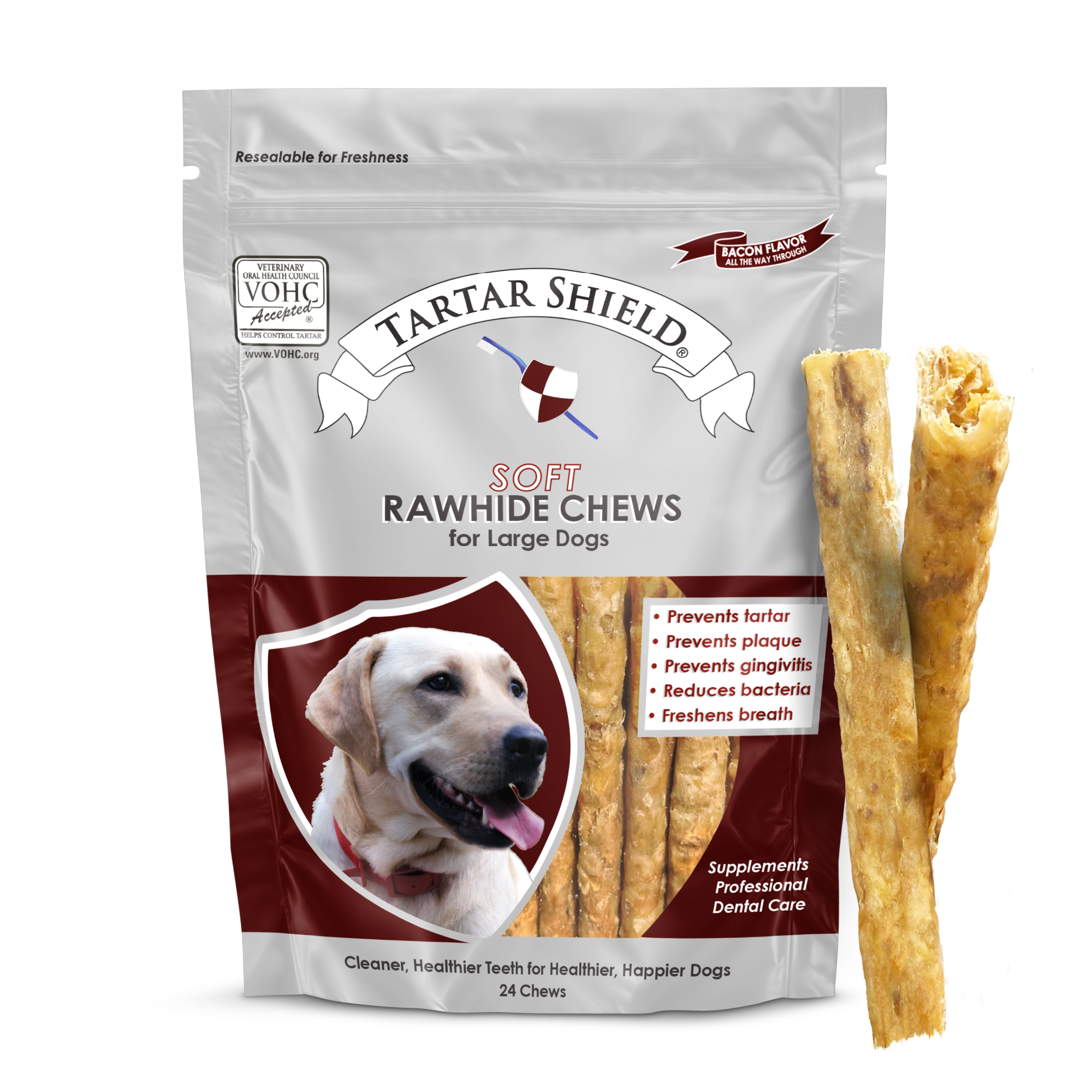 Soft Rawhide Chews for Large Dogs (24 count)